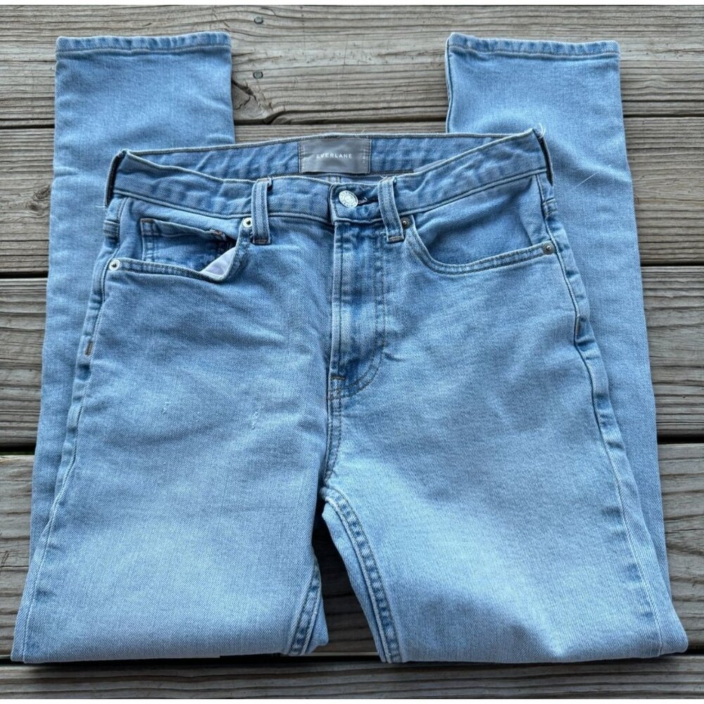 Everlane High Way Straight Leg Jeans Light Wash Blue Denim Size 24 Regular z1